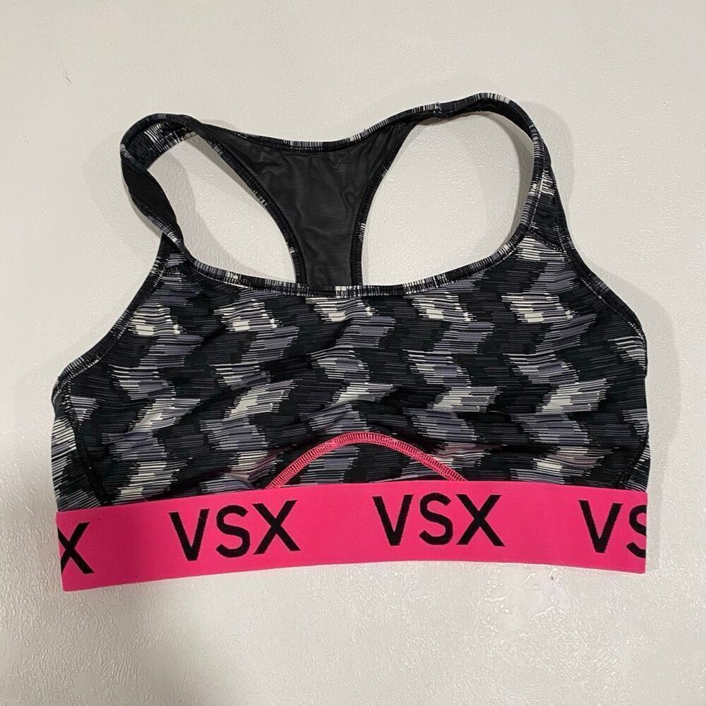 VSX Sport Victoria’s Secret Sports Bra Medium Pink Logo Band Racerback